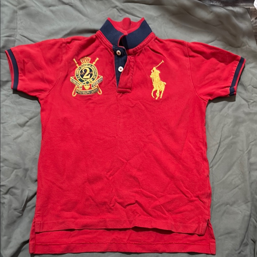 Polo by Ralph Lauren Red and Yellow Polo Shirt with Signature Logo